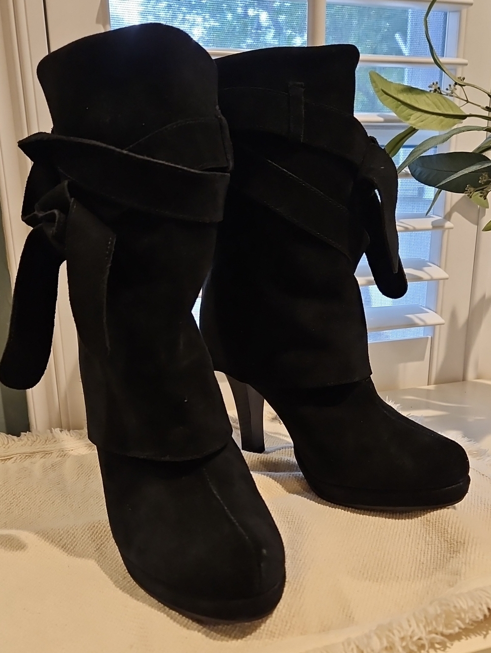 Women's Black Suede Pirate Boots 0070